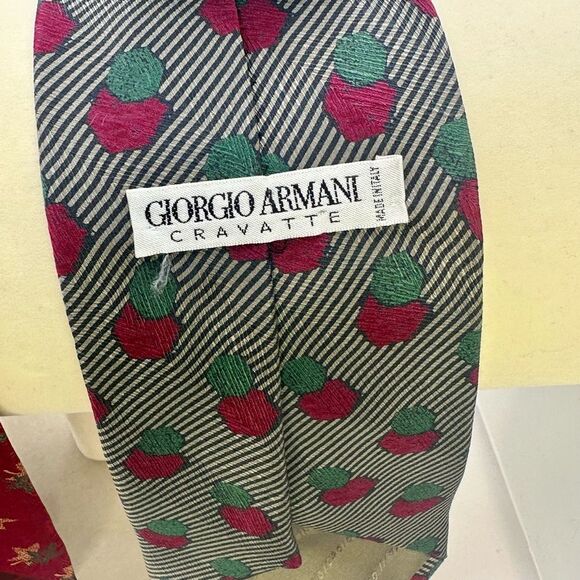 Giorgio Armani  Red and Gray Striped Patterned Silk Tie Bundle - Picture 5 of 6
